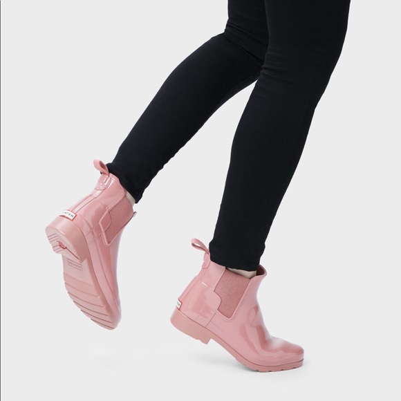 Dusty Rose Pink Original Gloss Chelsea Rain Boots - Picture 2 of 8
